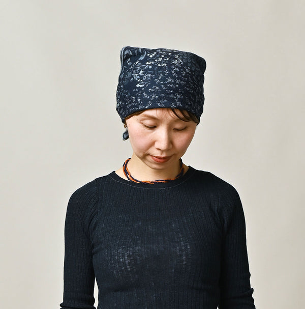 45R Indigo Supima Twill Patchwork Flower Bandana