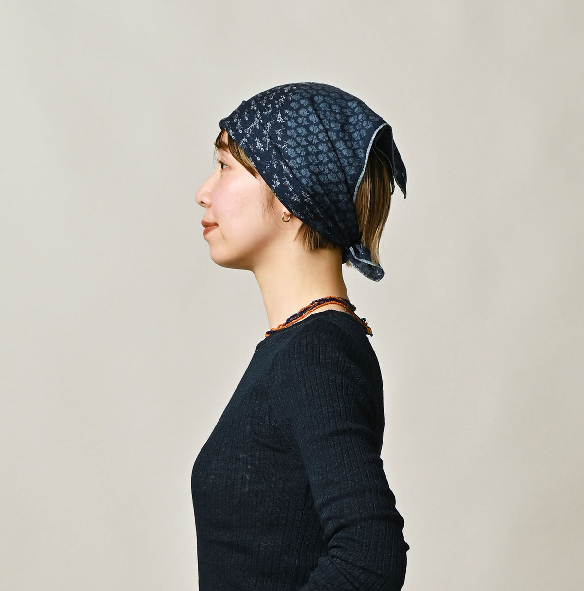 45R Indigo Supima Twill Patchwork Flower Bandana