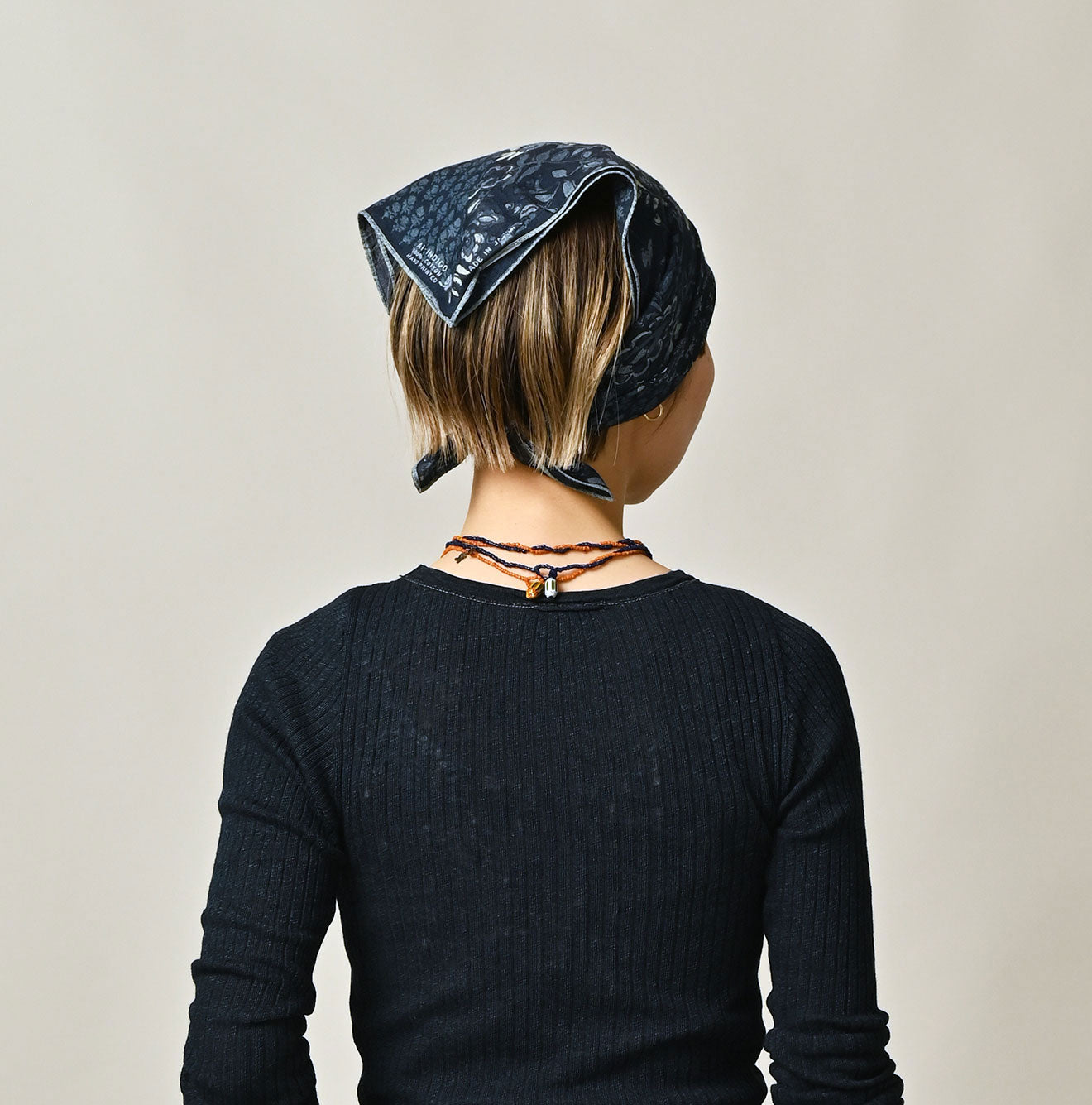 45R Indigo Supima Twill Patchwork Flower Bandana - Image 7