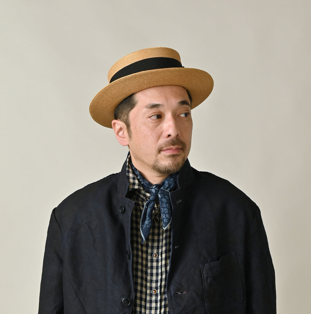 45R Indigo Supima Twill Patchwork Flower Bandana