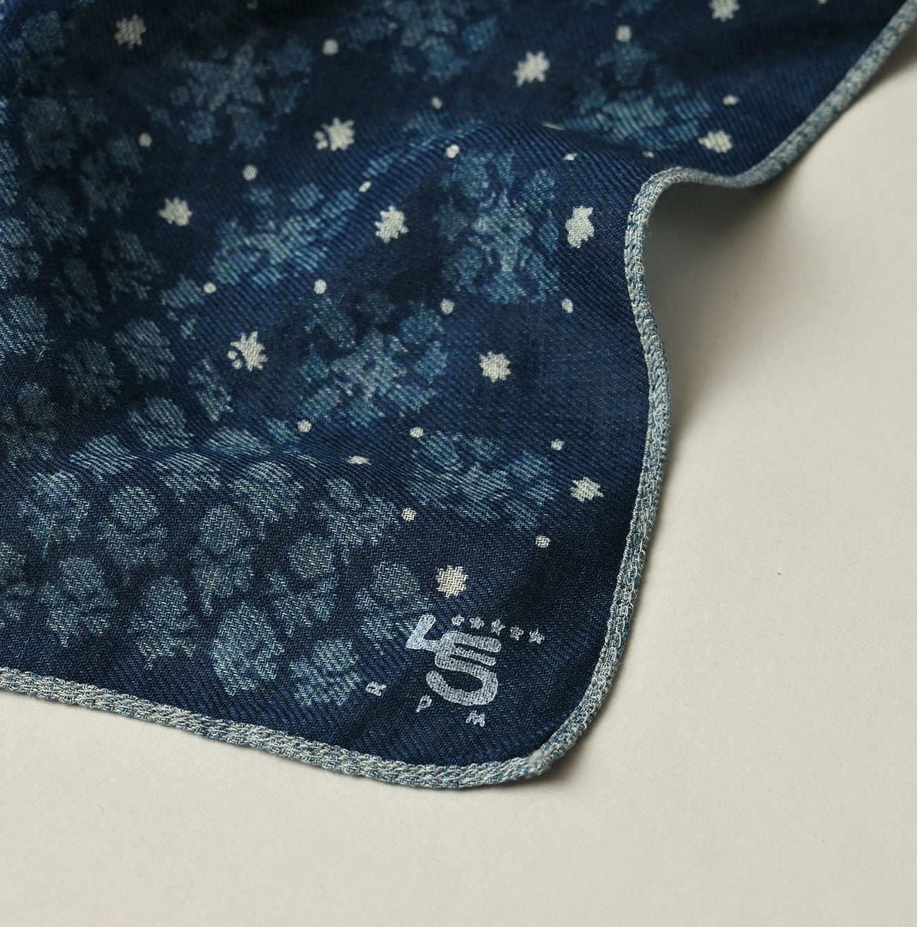45R Indigo Supima Twill Patchwork Flower Bandana