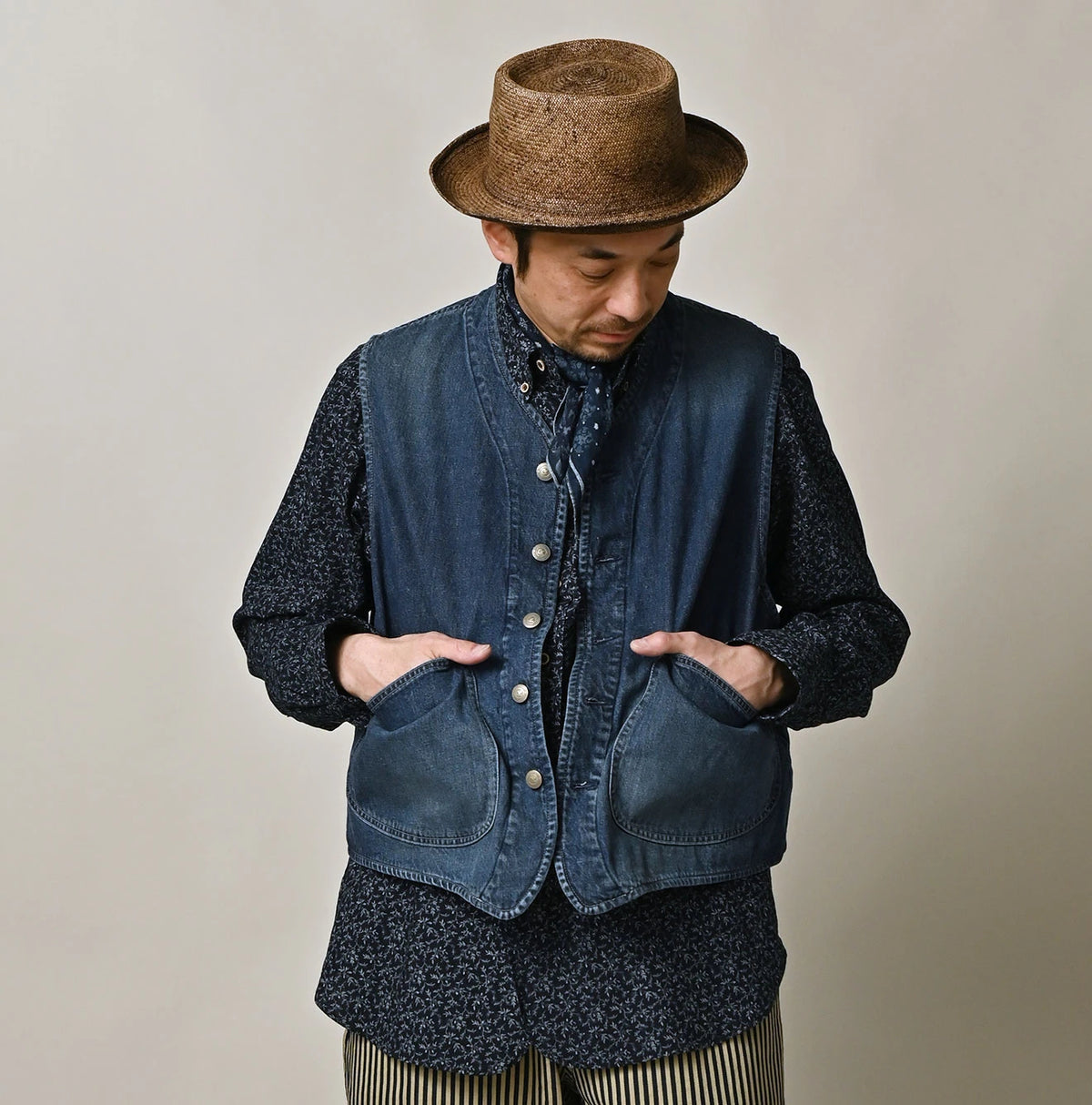 9.4oz Denim 908 Ocean Hunting Vest Zyu