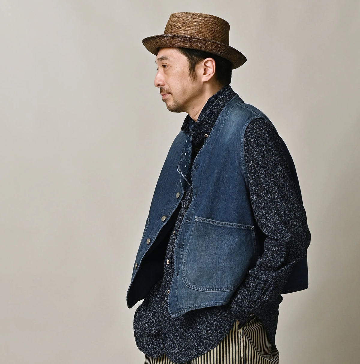 9.4oz Denim 908 Ocean Hunting Vest Zyu