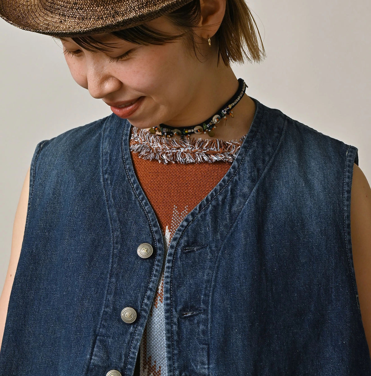 9.4oz Denim 908 Ocean Hunting Vest Zyu