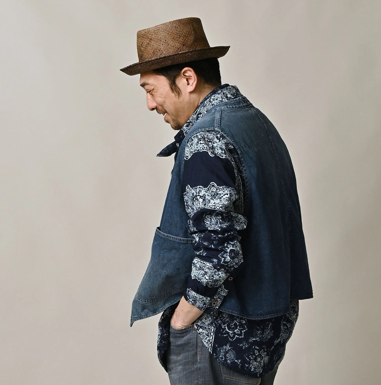 9.4oz Denim 908 Ocean Hunting Vest Tan - Image 8