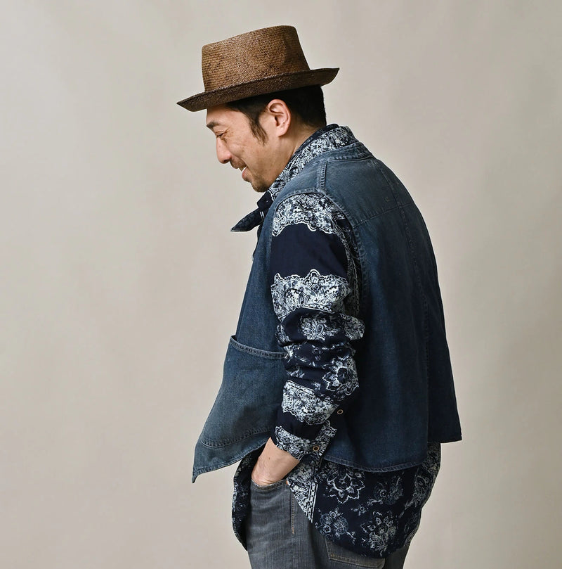 9.4oz Denim 908 Ocean Hunting Vest Tan - Image 8