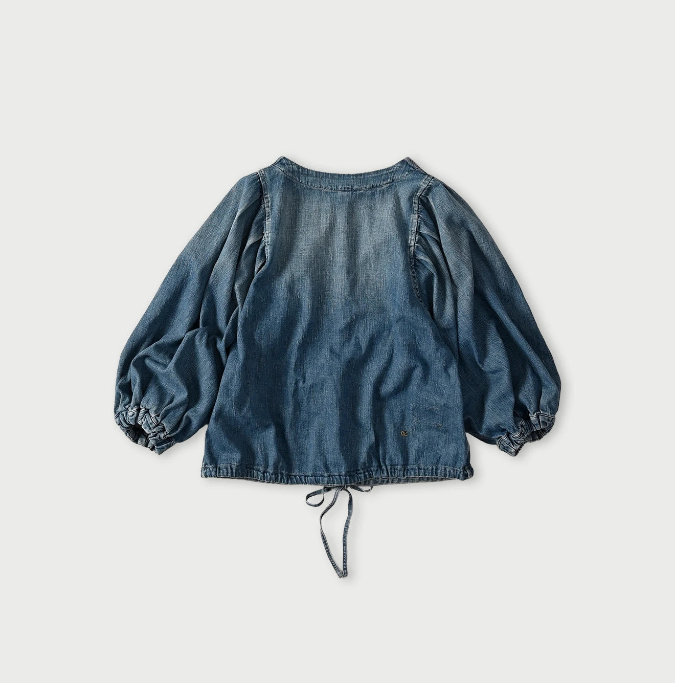 45R 45 Petit Denim Puff Sleeve Blouse Distressed - Image 10