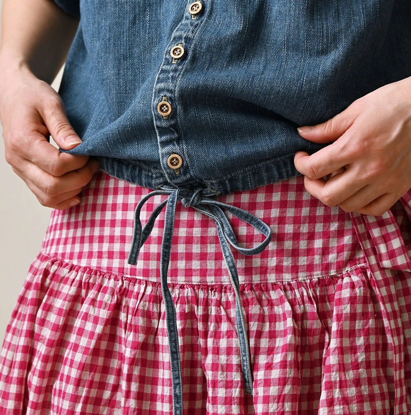 45R 45 Petit Denim Puff Sleeve Blouse Distressed - Image 6