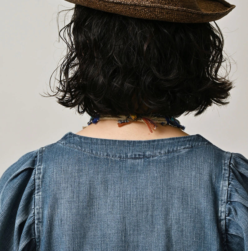 45R 45 Petit Denim Puff Sleeve Blouse Distressed - Image 7