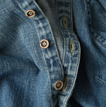 45R 45 Petit Denim Puff Sleeve Blouse Distressed