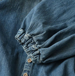 45R 45 Petit Denim Puff Sleeve Blouse Distressed