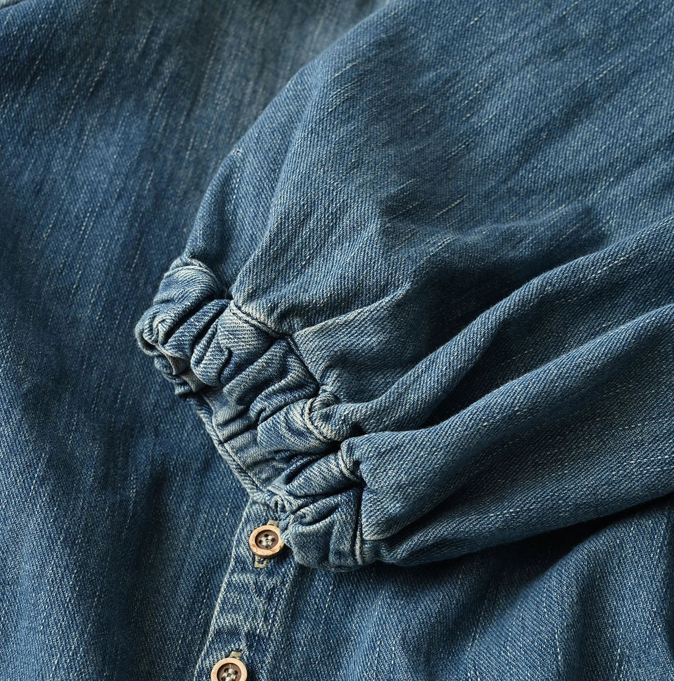 45R 45 Petit Denim Puff Sleeve Blouse Distressed - Image 14