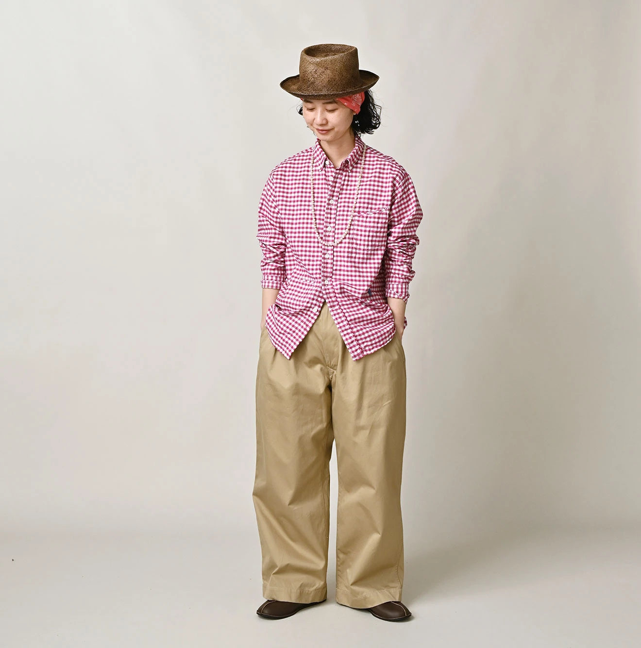 504-Oxford 908 Gingham Ocean Shirt | 45R Official Online Store