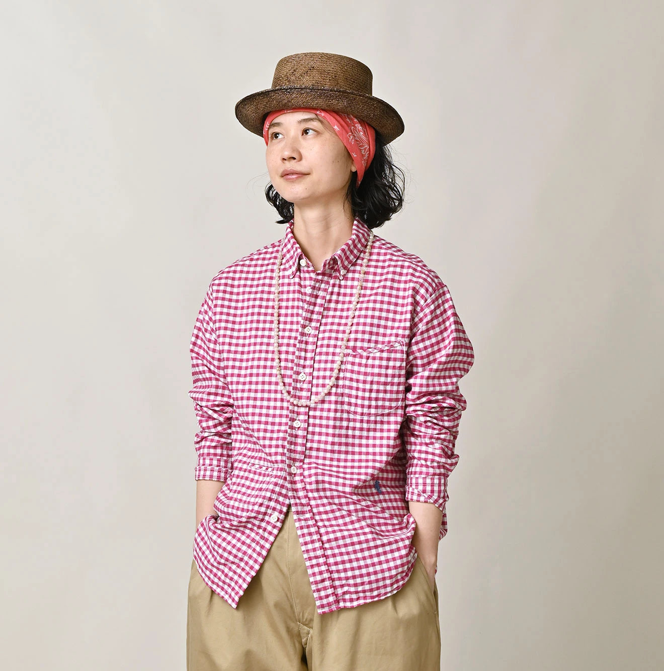 504-Oxford 908 Gingham Ocean Shirt | 45R Official Online Store