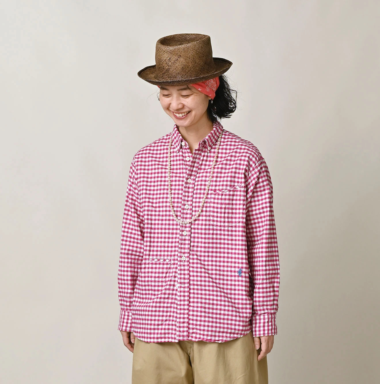 45R 504-Oxford 908 Gingham Ocean Shirt - Image 8