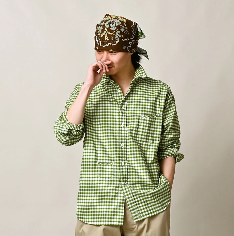 45R 504-Oxford 908 Gingham Ocean Shirt - Image 9