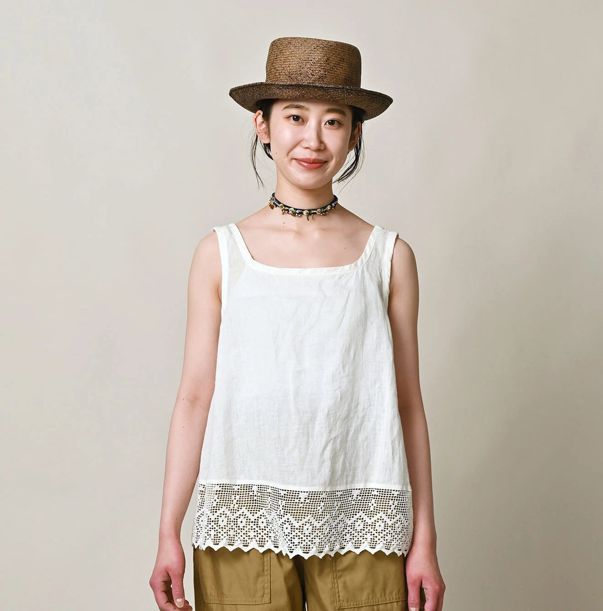 45R Linen Lace Flare Camisole
