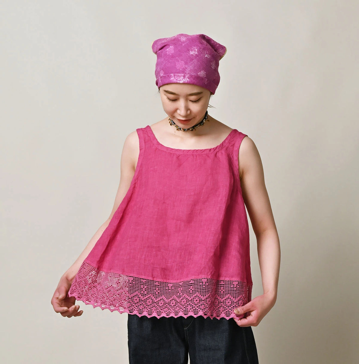 45R Linen Lace Flare Camisole (Plant-Based Dye)