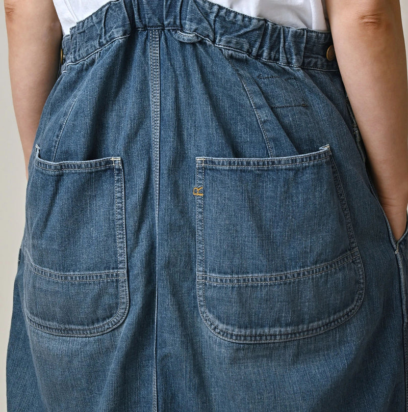 45R Mugihiko Denim Over Skirt Tan - Image 8