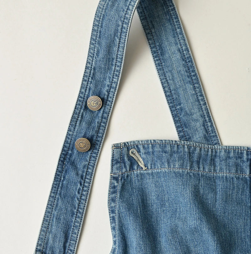 45R Mugihiko Denim Over Skirt Tan - Image 11