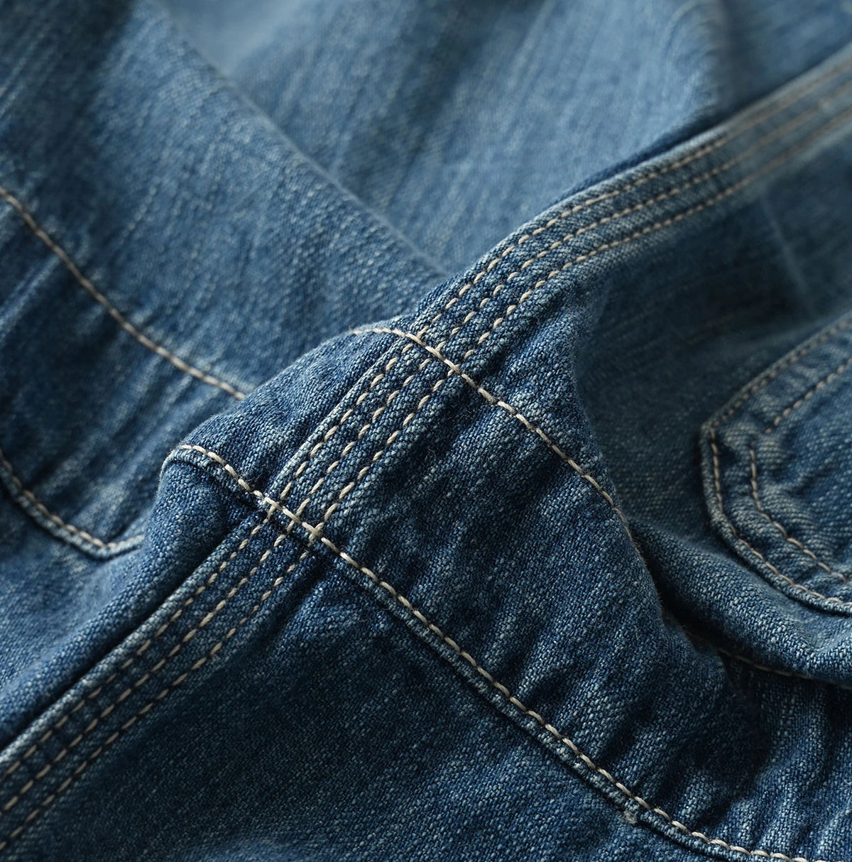 45R Mugihiko Denim Over Skirt Tan