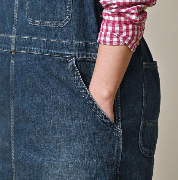 45R Mugihiko Denim Over Skirt Zyu