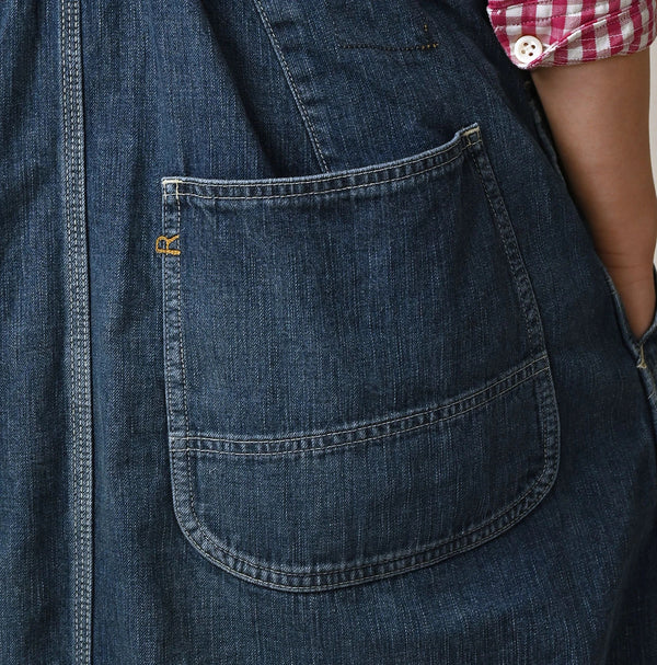 45R Mugihiko Denim Over Skirt Zyu