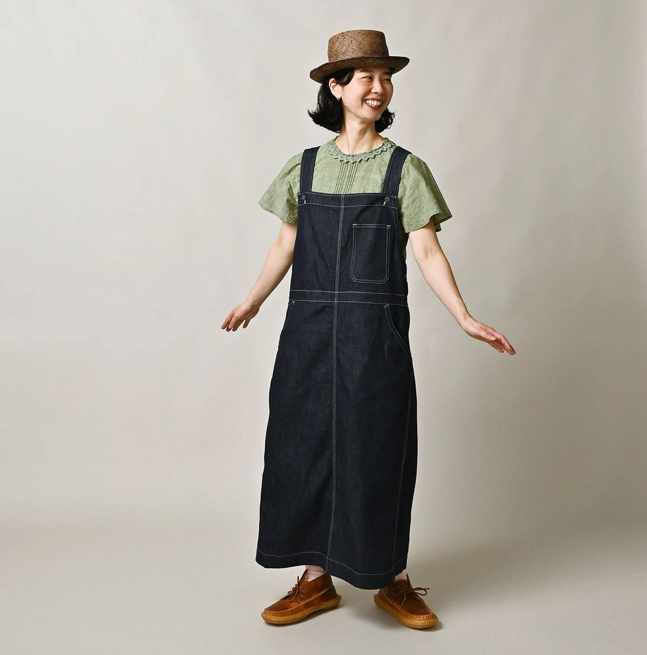 45R Mugihiko Denim Over Skirt Nou - Image 2