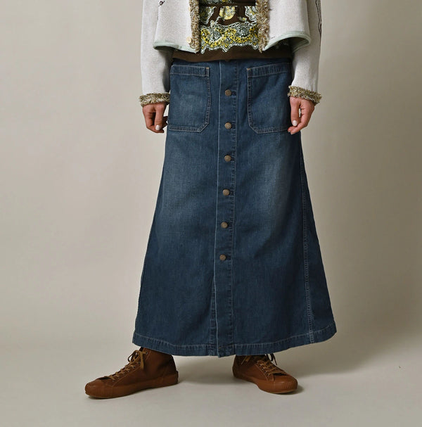 45R Mugihiko Denim Bell Skirt Zyu
