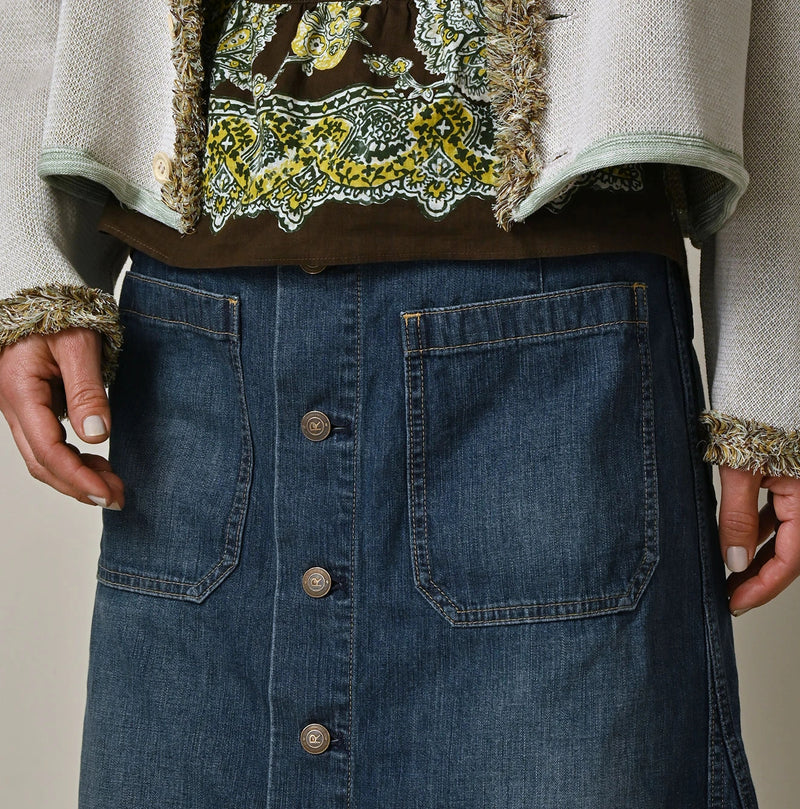 45R Mugihiko Denim Bell Skirt Zyu - Image 7