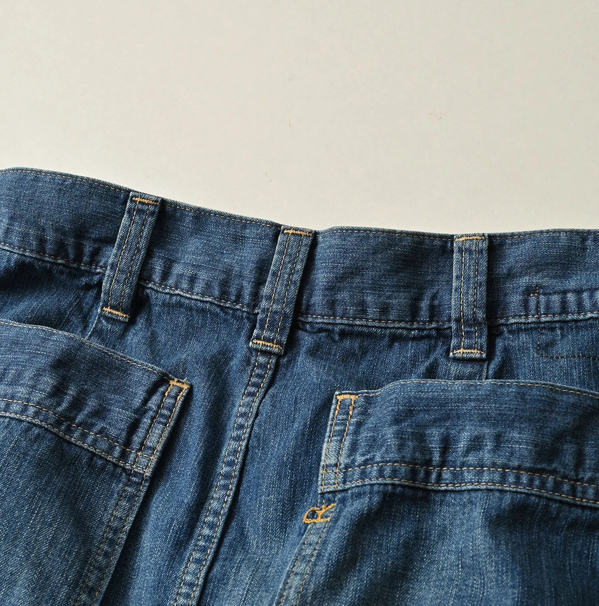 45R Mugihiko Denim Bell Skirt Zyu