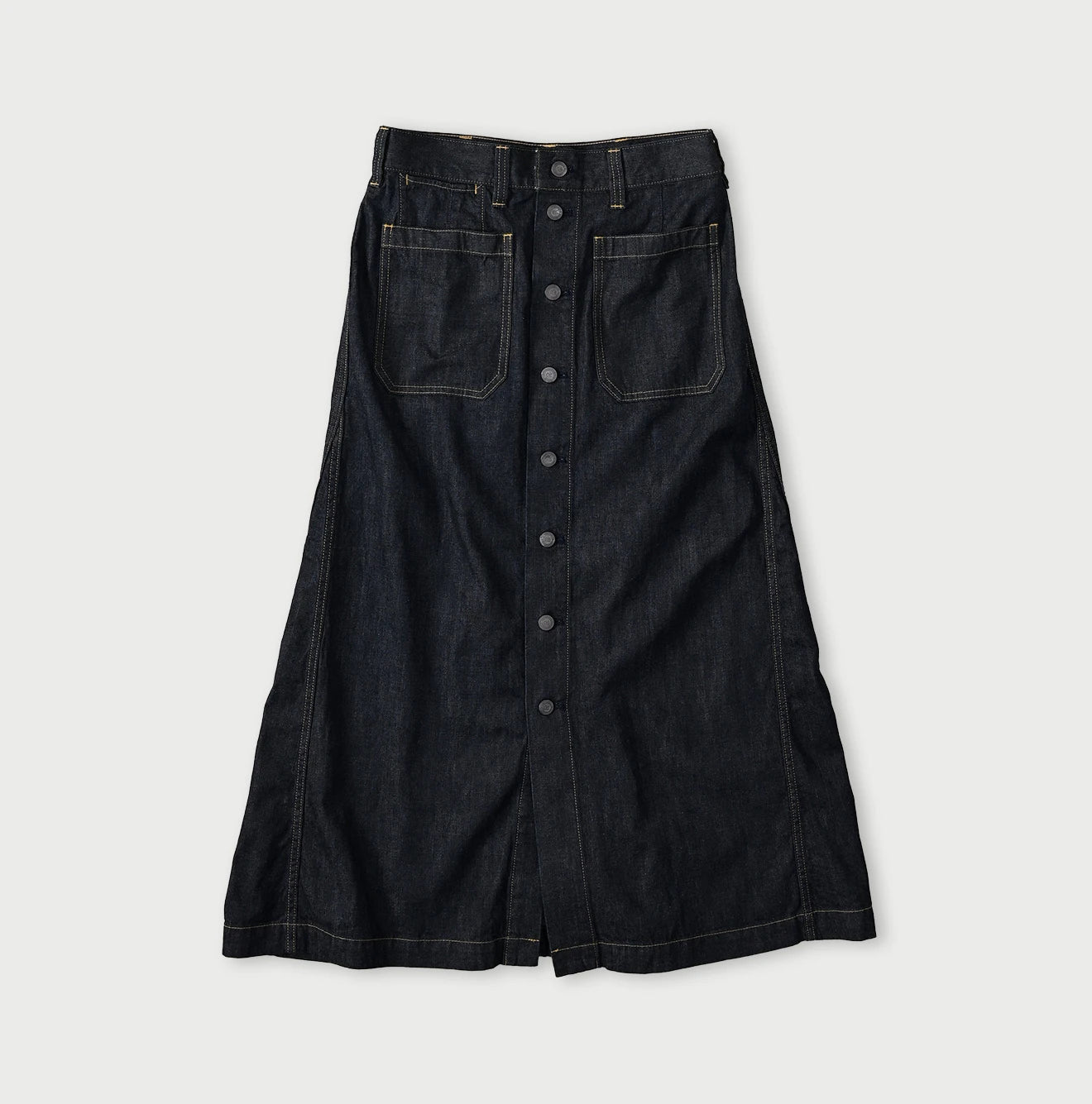 45R Mugihiko Denim Bell Skirt Nou - Image 1