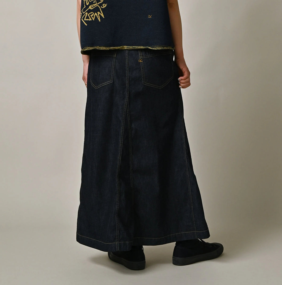45R Mugihiko Denim Bell Skirt Nou