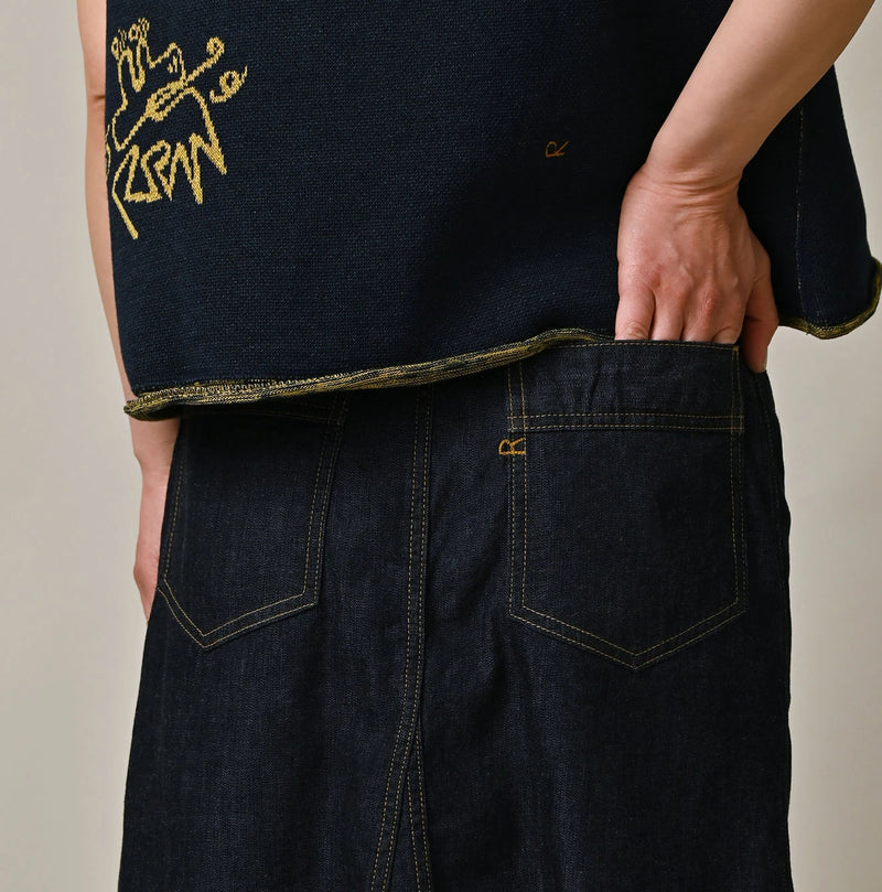 45R Mugihiko Denim Bell Skirt Nou - Image 10