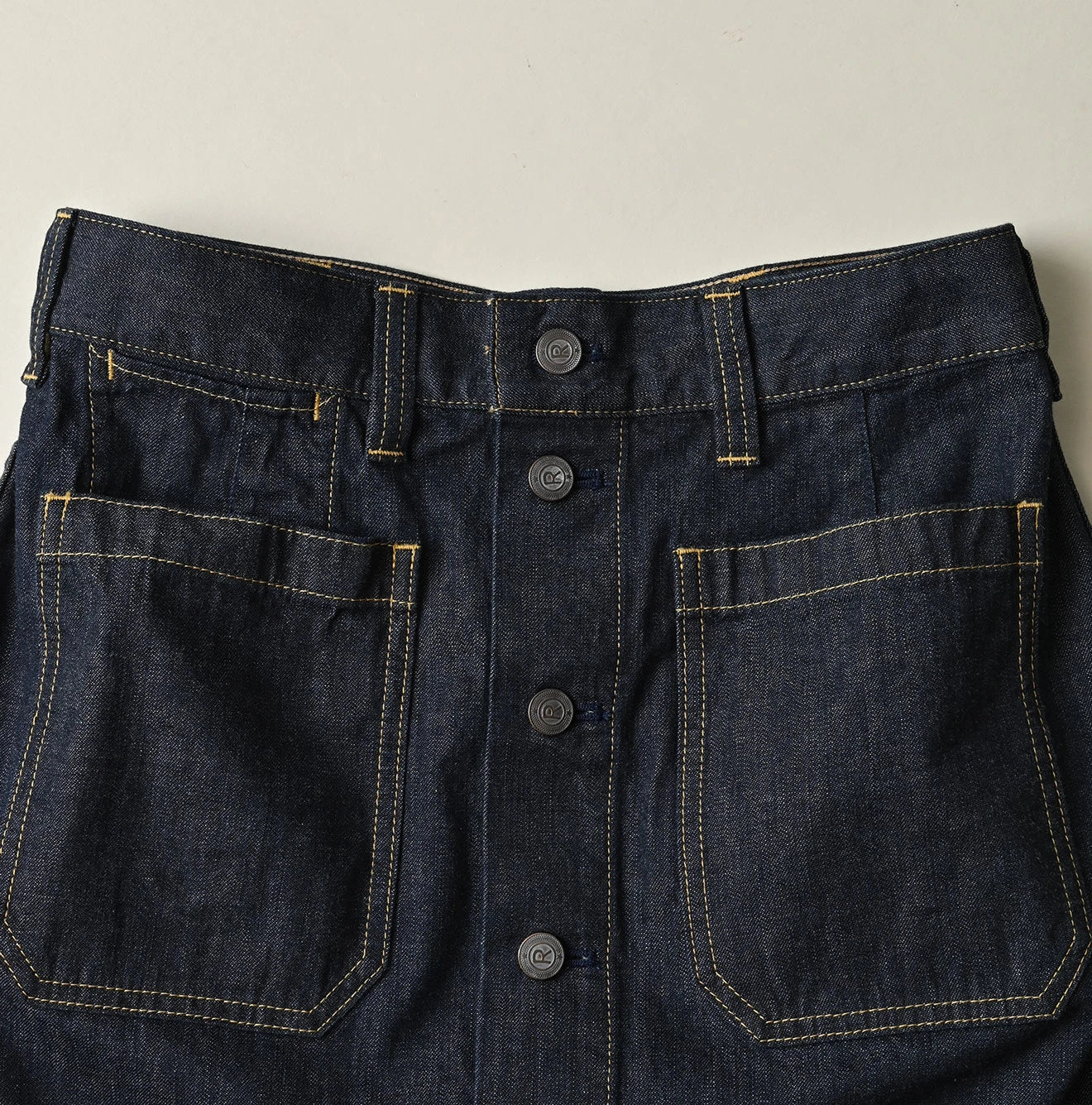 45R Mugihiko Denim Bell Skirt Nou - Image 12
