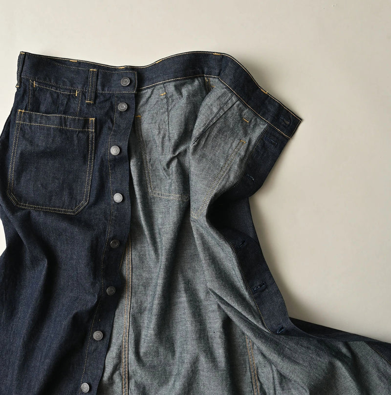 45R Mugihiko Denim Bell Skirt Nou - Image 16