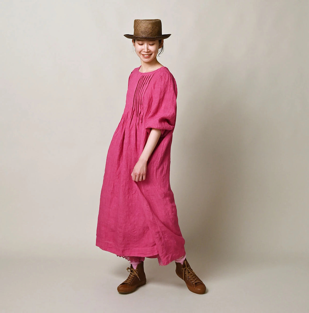 45R Linen Tuck Dress (Plant-Based Dye)
