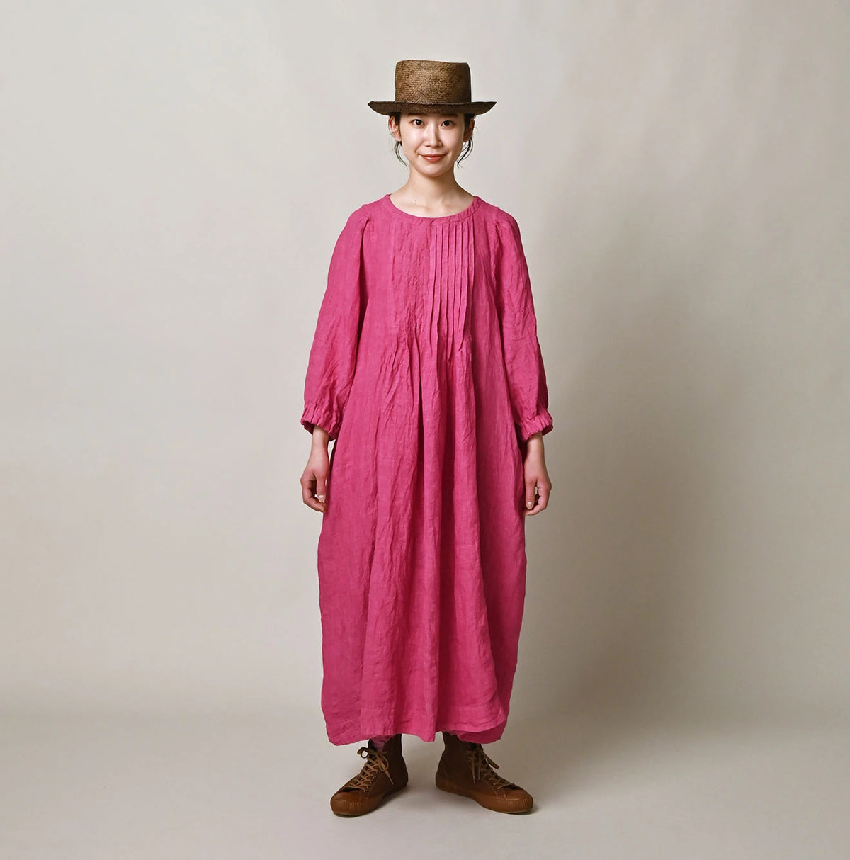 45R Linen Tuck Dress (Plant-Based Dye)