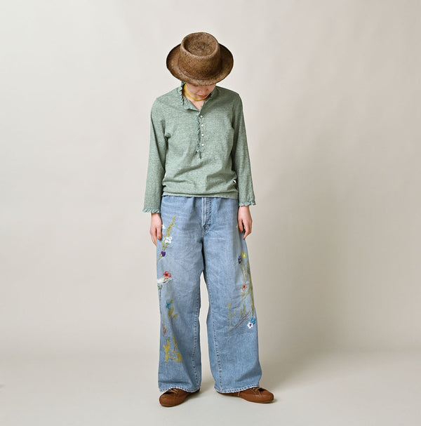 45R Frilled Square Henley (Top-dyed)