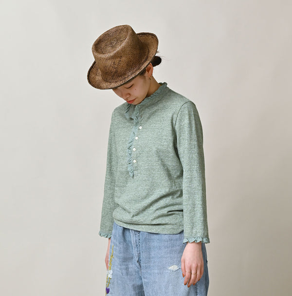 45R Frilled Square Henley (Top-dyed)