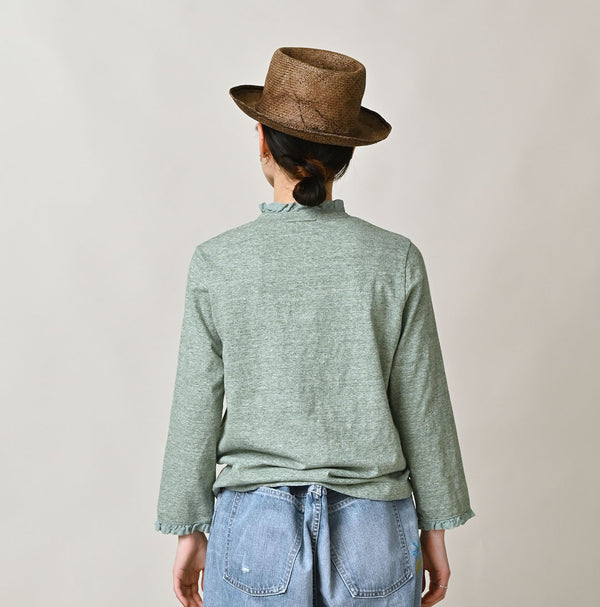 45R Frilled Square Henley (Top-dyed)
