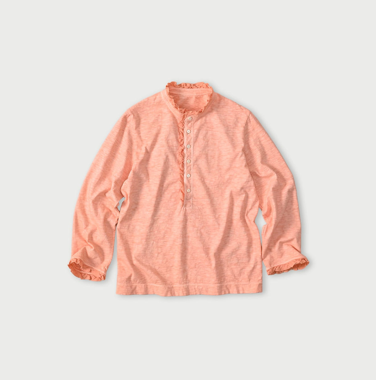 45R Frilled Square Henley (Botanical-dyed)
