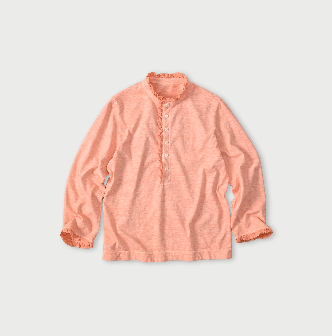 45R Frilled Square Henley (Botanical-dyed) - Image 1