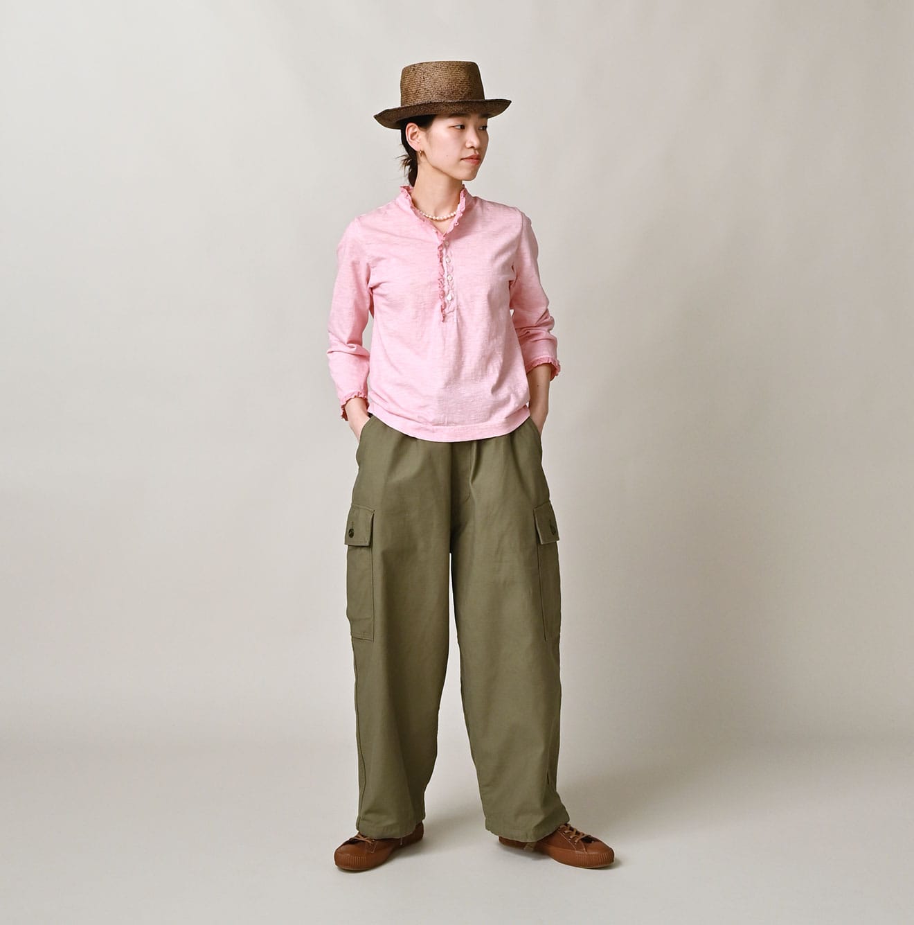 45R Frilled Square Henley (Botanical-dyed) - Image 5