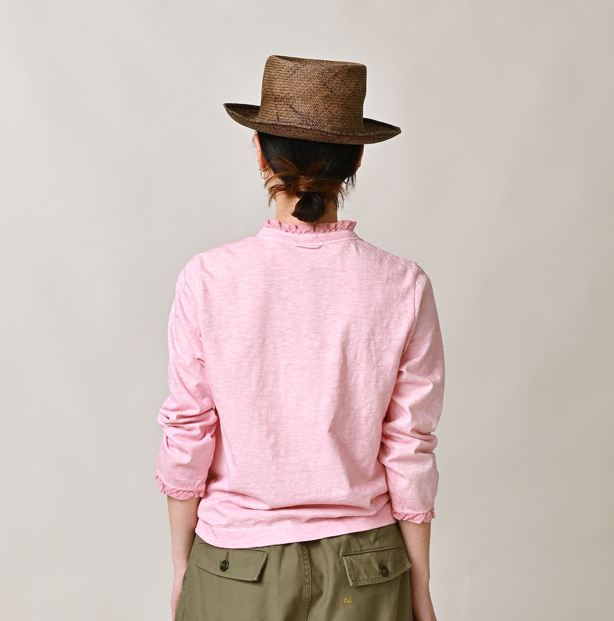 45R Frilled Square Henley (Botanical-dyed)