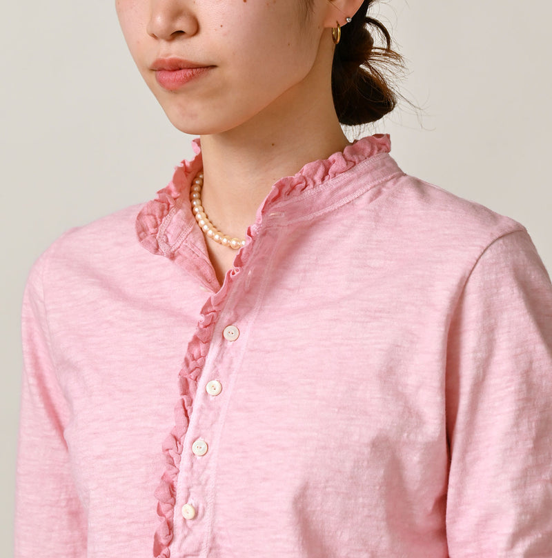 45R Frilled Square Henley (Botanical-dyed) - Image 9