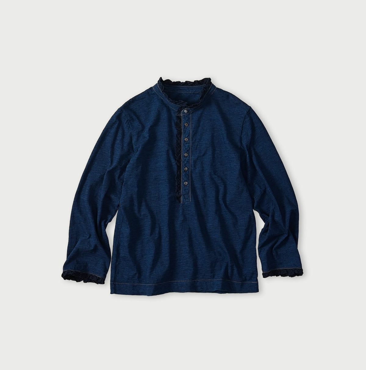 45R Indigo Frilled Square Henley