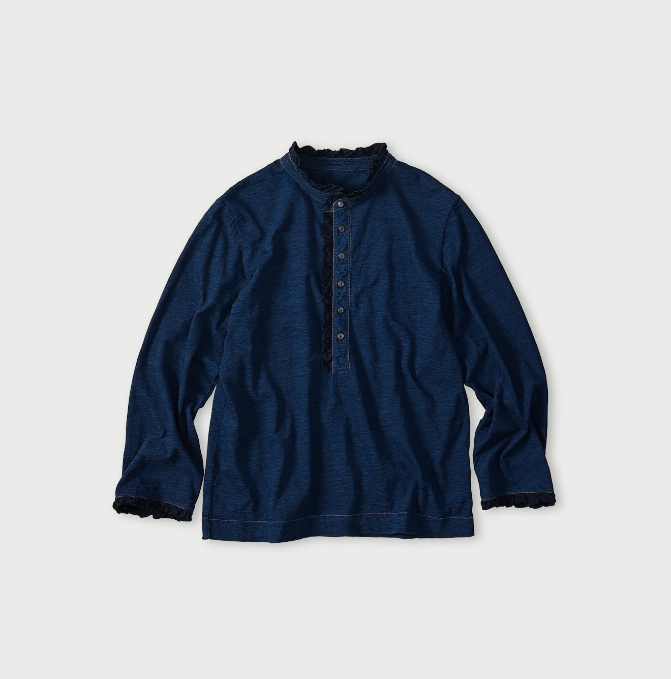 45R Indigo Frilled Square Henley - Image 2
