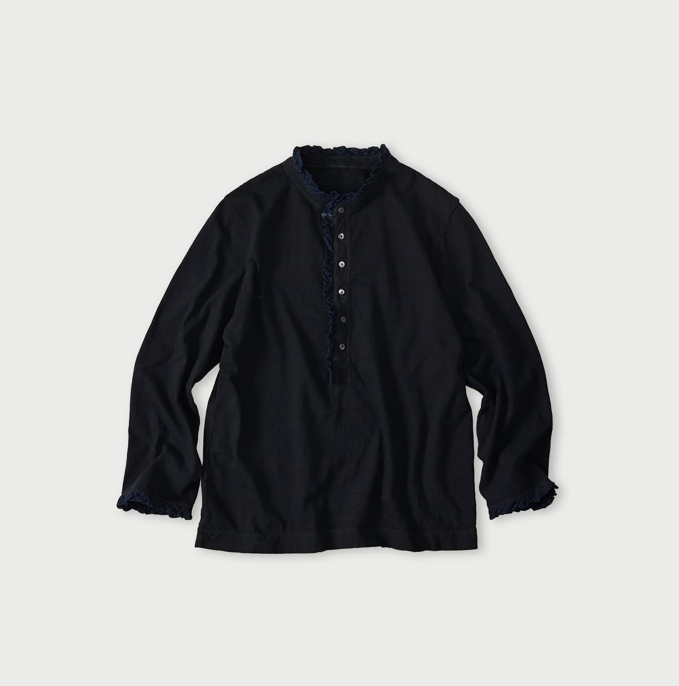 45R Indigo Frilled Square Henley - Image 3