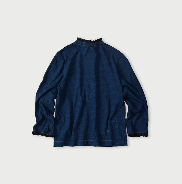 45R Indigo Frilled Square Henley